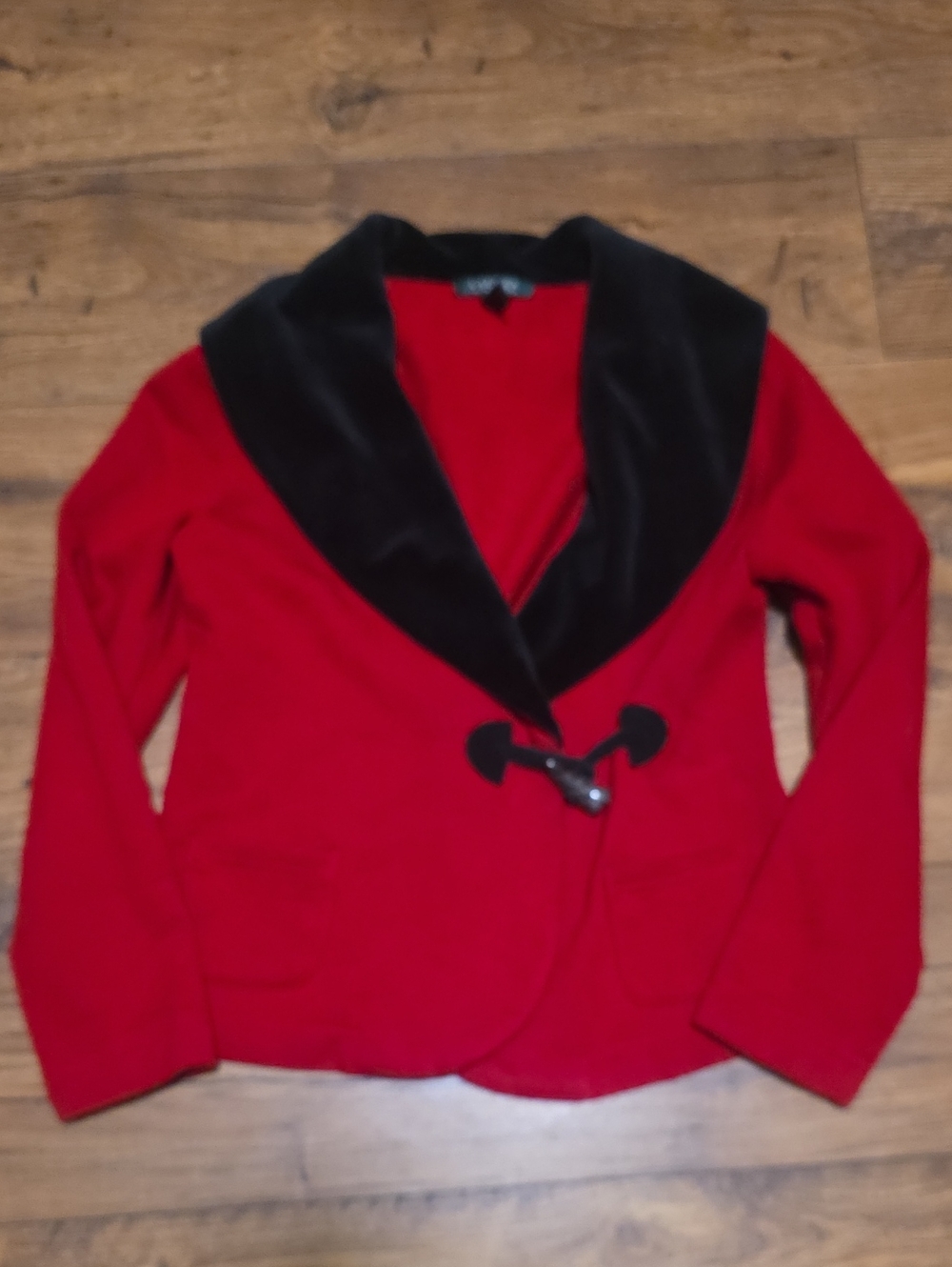 VINTAGE Lauren Ralph Lauren Red Blazer with Black Shawl Collar